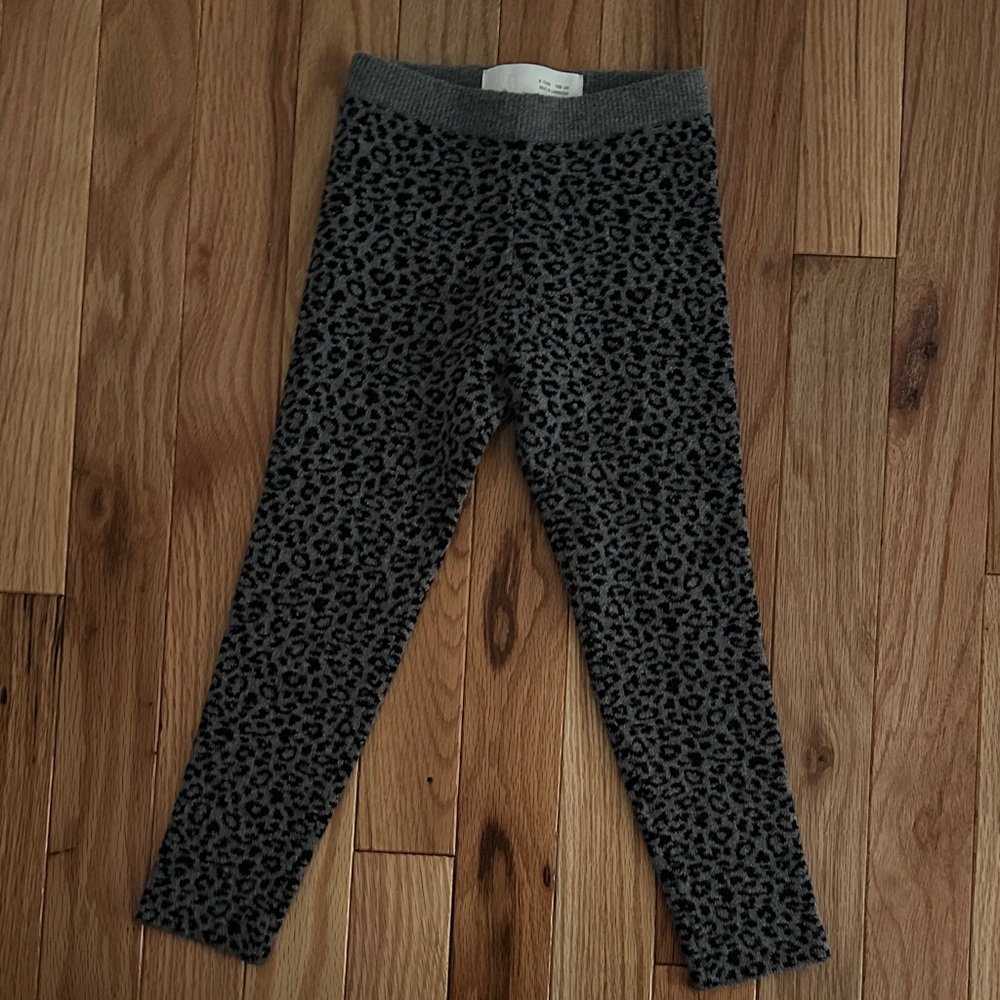 Zara Knit Animal Print Leggings, Size 4 Years